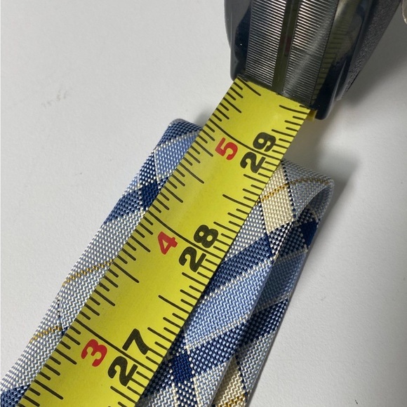 Faconnable Silk Textured Tie Blue Silver Geometric 59L Neck Luxury - Picture 6 of 7